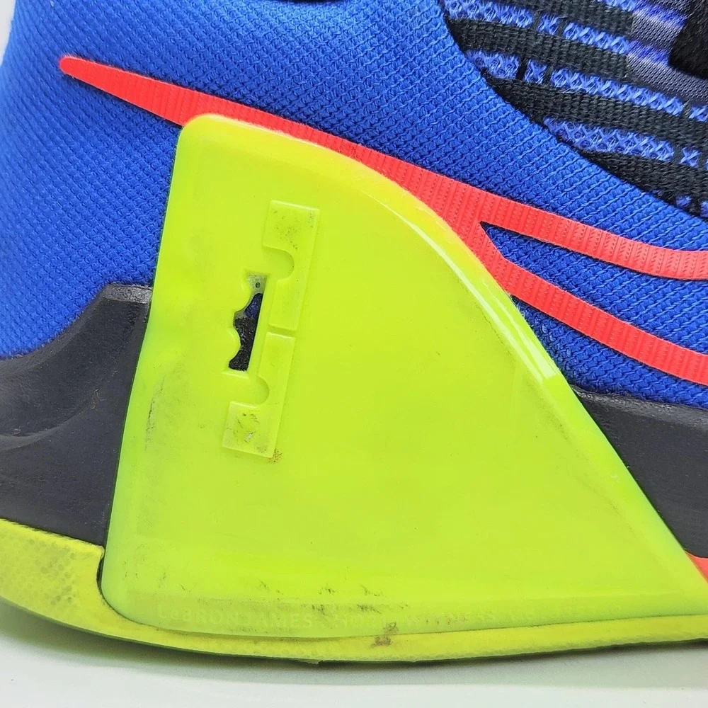 Nike LeBron Shoes Kids Size 2 Blue Black Neon Basketball Sneakers DD0424-405